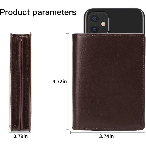 🆕Men Reddish Brown Leather RFID Bifold Wallet Large Capacity Credit Card Holder - Picture 3 of 6